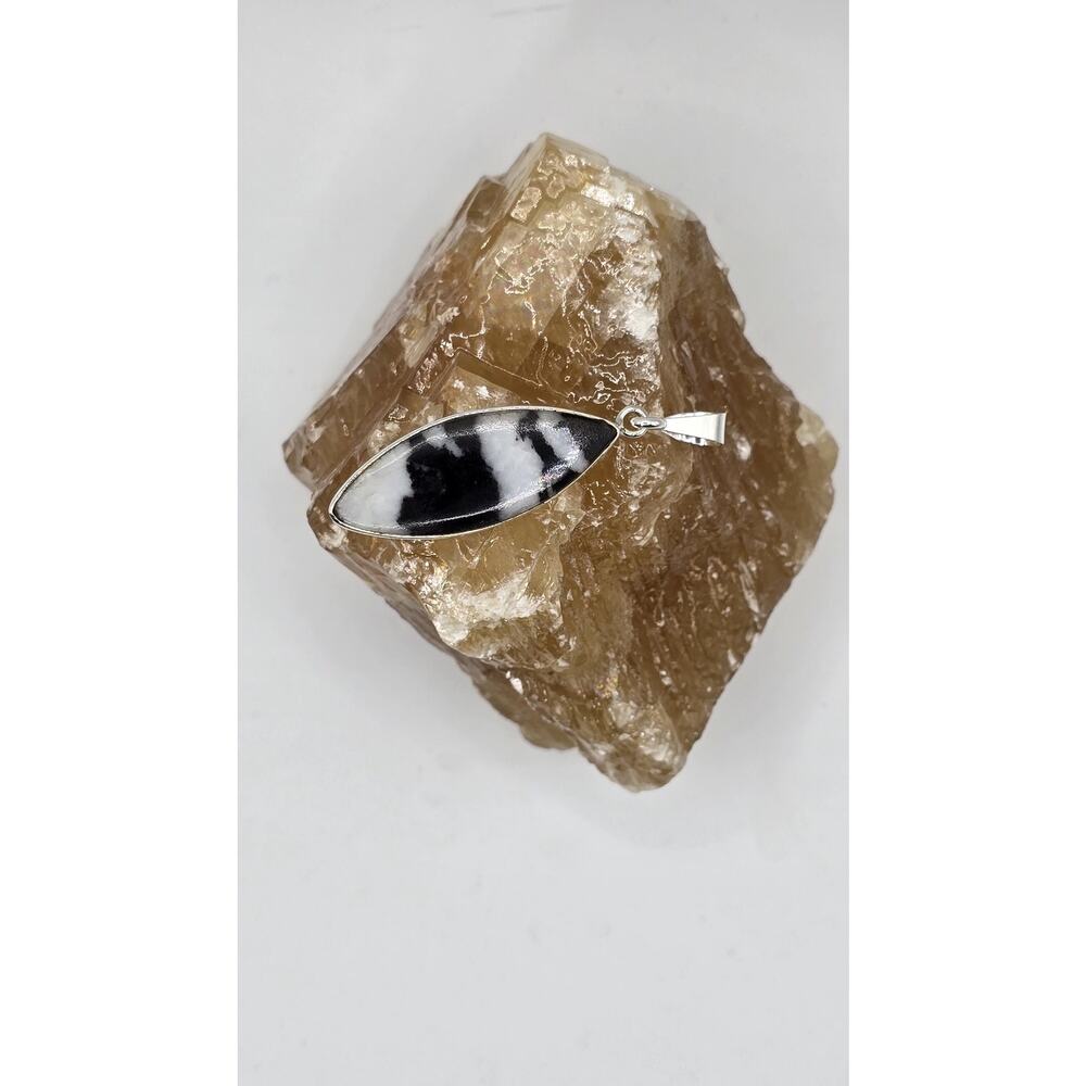 Natural White Buffalo Turquoise Pendant in .925 Sterling Silver – Marquise Cut.